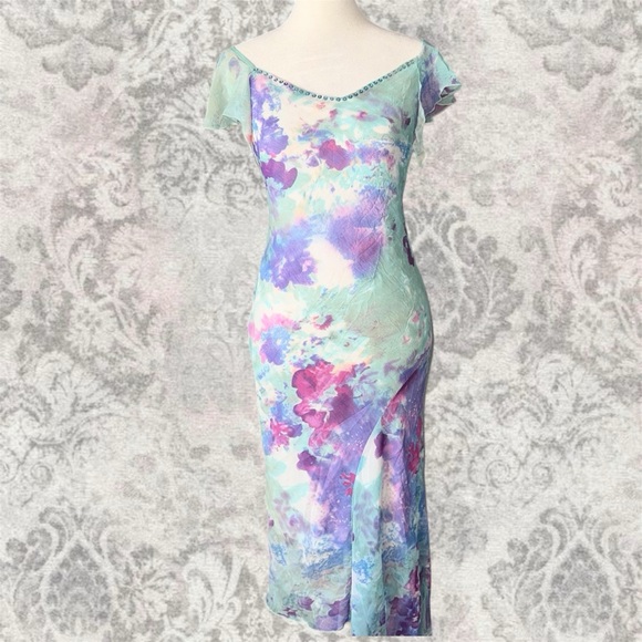 No Label Dresses & Skirts - Blue Purple Y2K 2000s Fairy Sequin Ruffle Women’s Small Summer Spring Dress